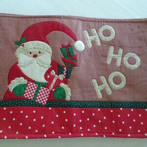 Placemats - Christmas - Santa Holiday Applique Placemats 18 x 13 Inch Set of 4